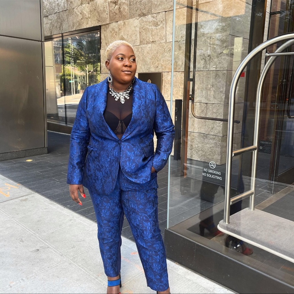 Eloquii Blue Tailored Pantsuit Modern Fit
